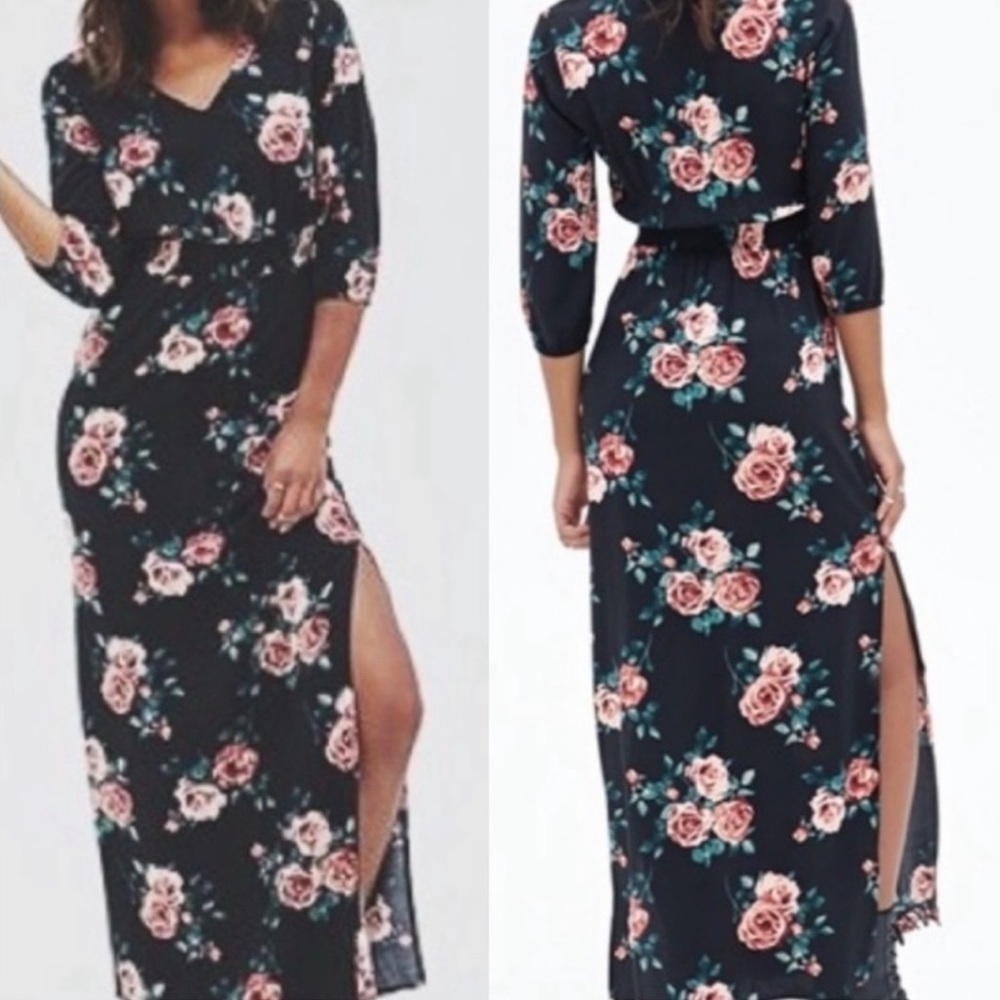 Forever 21 Floral Half Sleeve Maxi Dress l SIZE M